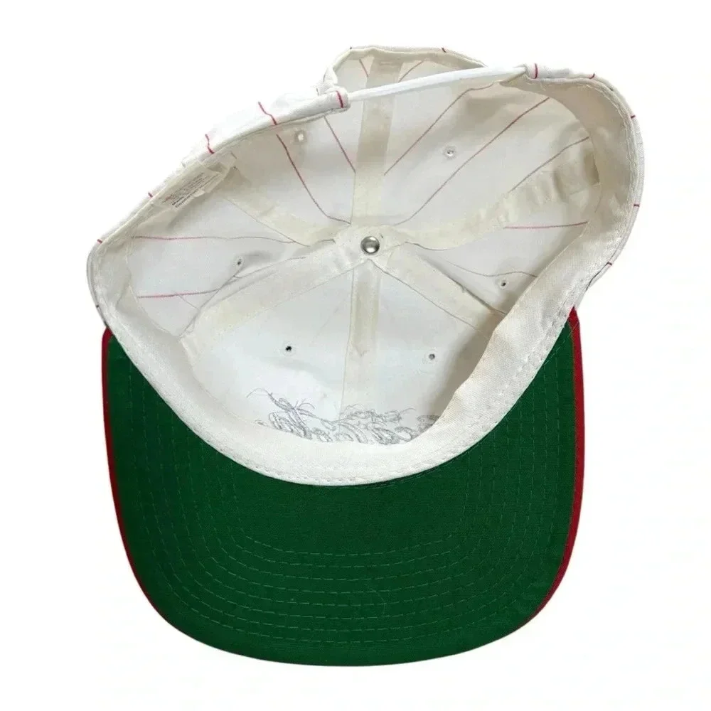Rare HTF Vintage Coca-Cola Pinstripe SnapBack Hat w/ Silver Script